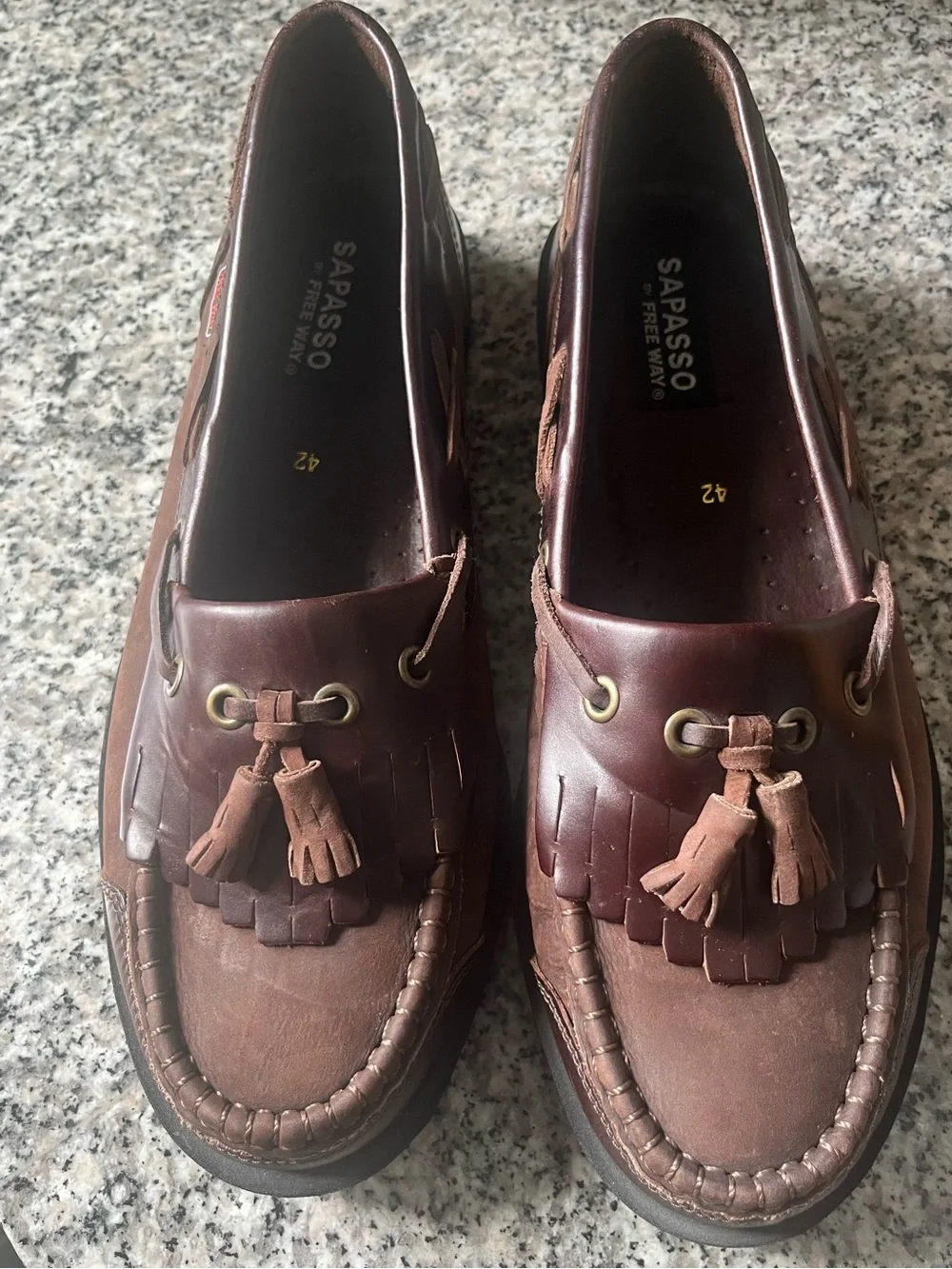 Freeway Brown and Burgundy Tassel Boat Shoes